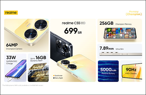 Leading up with 8+256G, realme C55 Launched Four Segment-first Features, Delivering "Champion" with only 699SAR